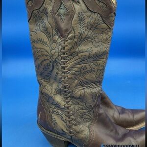 Corral Vintage Brown Leather Tall Floral Embroidered w/Pointed Toe Cowboy Boots